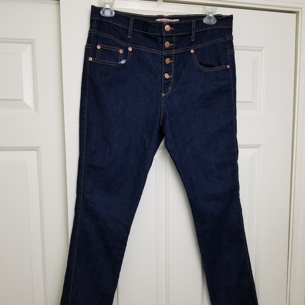Judy Blue Dark Blue Button Fly Jeans Stretch 1XL